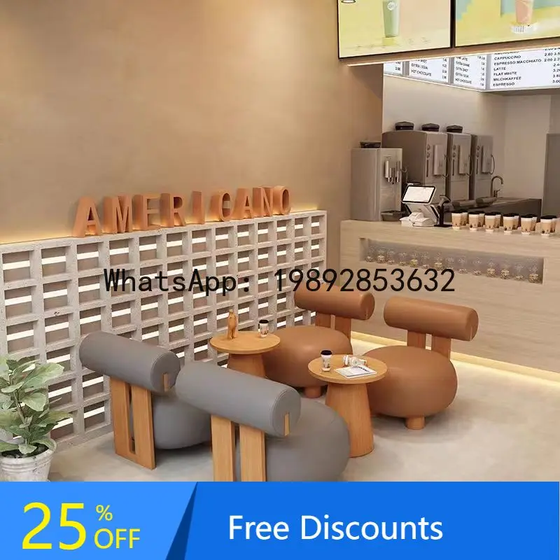 XL Cream Style Single Sofa Chair Fabric Balcony Leisure Chair Sofa Table and Chair Set