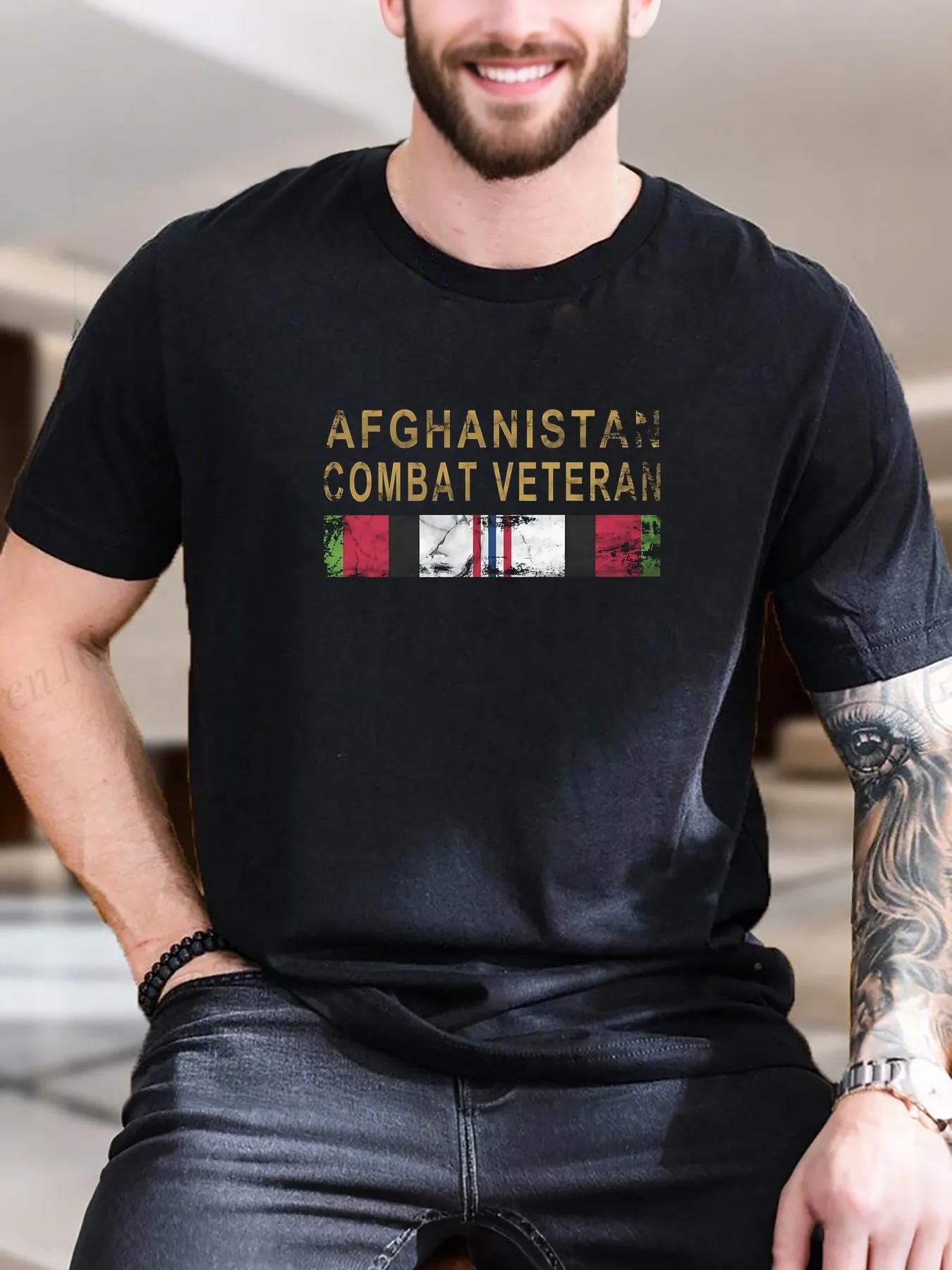 

New Arrival Fashion Afghanistan Flag Print T-Shirt Men's 100% Cotton Soft Breathable Tee Casual Loose Fit Trendy Graphic Top for