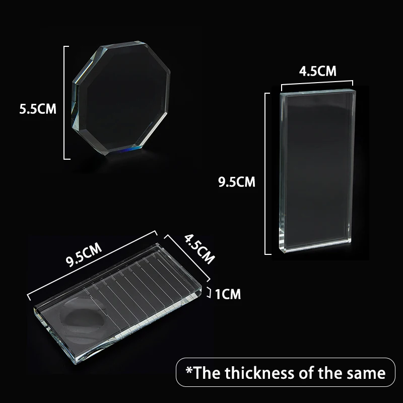 Supporto per colla per ciglia finte Cuscinetti per supporto per estensione ciglia per pallet con supporto per colla adesiva in vetro cristallo con marchio per zecche