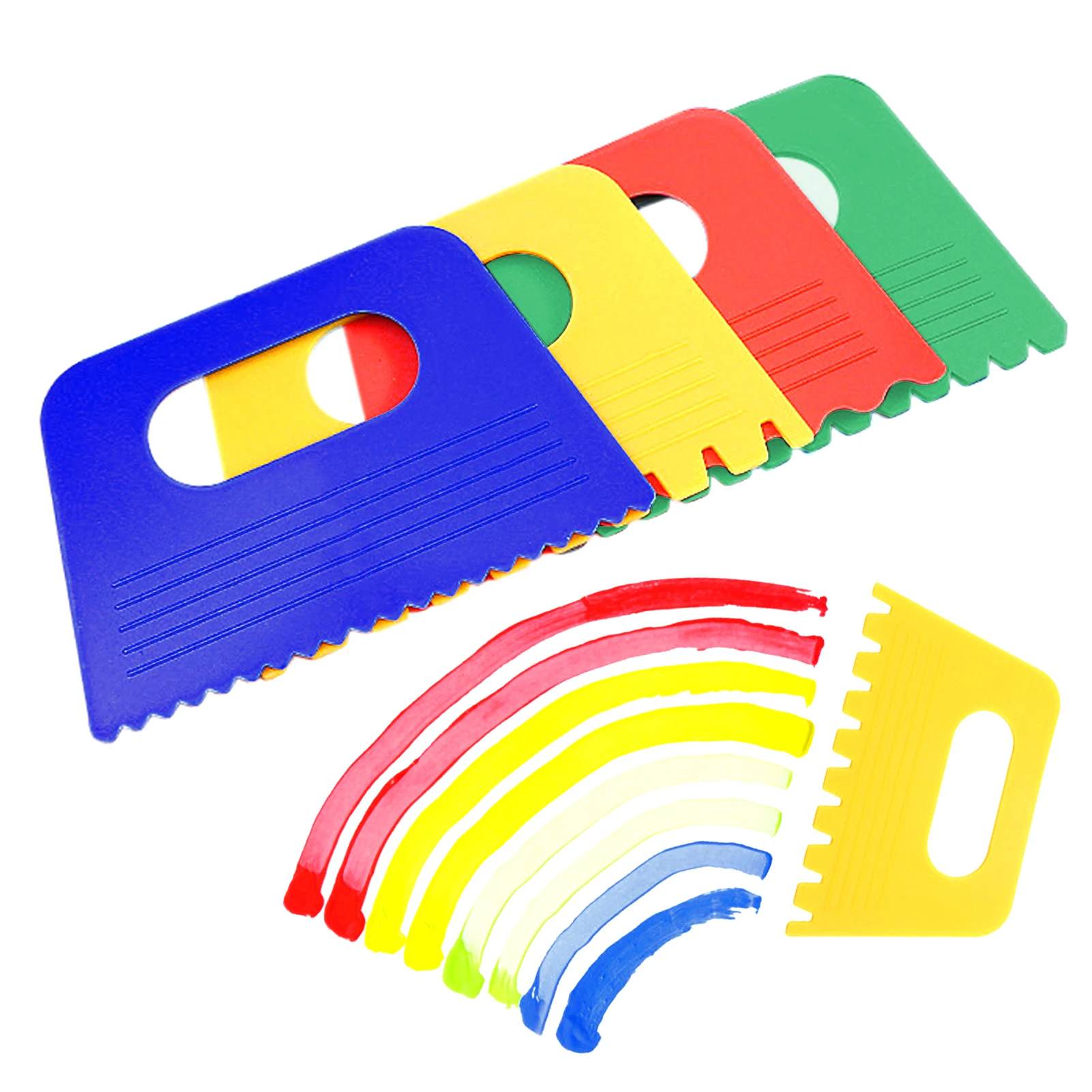 Ferramentas de pintura Graffiti portátil para crianças, Educação Infantil Escultura, Crianças, Artesanato Infantil, Desenho, Linha DIY colorida, Raspador de tinta, Handheld, 4Pcs
