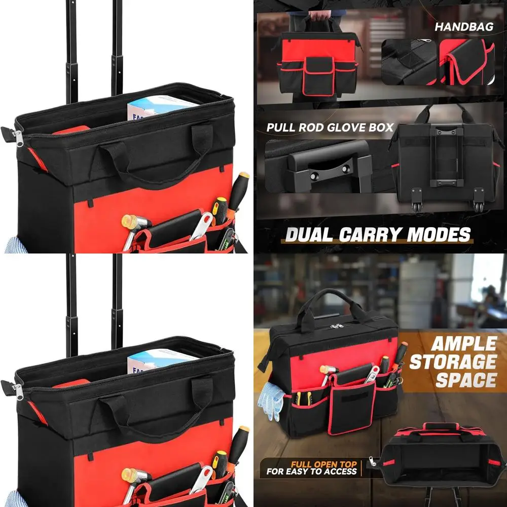 

17 Rolling Tool Cart with Canvas and Oxford Fabric, 300lb Capacity for Tool Storage & Transport