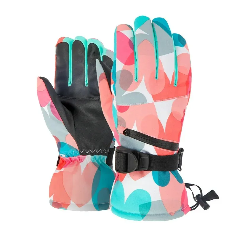 Guantes de esquí de Snowboard cálidos para hombres y mujeres, manoplas de nieve impermeables para teléfono táctil, esquí, moto de nieve, manopla de
