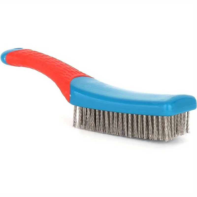 Heavy Duty Stainless Steel Wire Brush with Comfortable Plastic Handle - Perfect for Removing Rust, Welding Slag, Dirt, and Paint