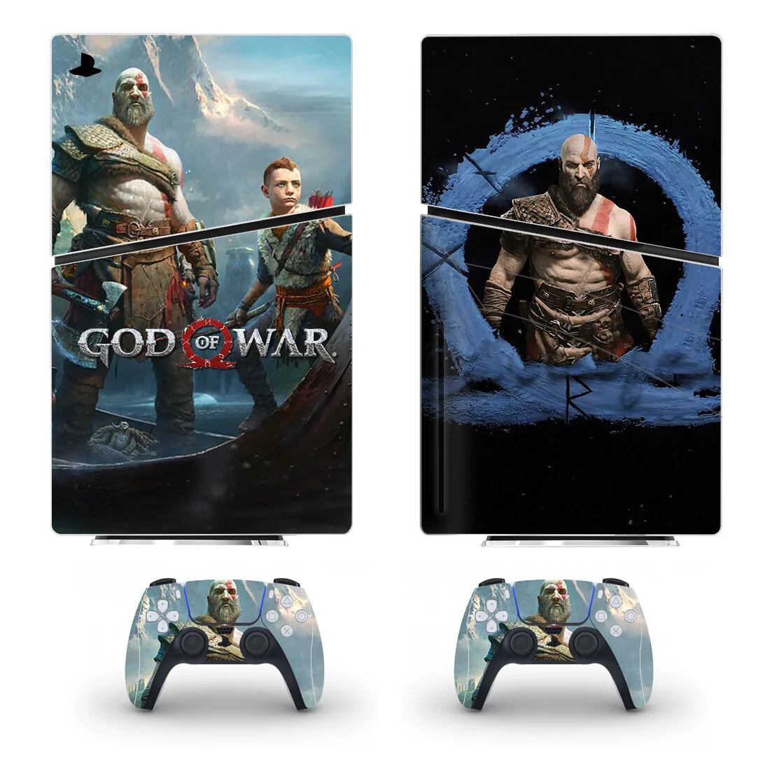 إله الحرب PS5 سليم القرص الجلد ملصق ، غطاء لصائق لوحدة التحكم و 2 وحدات تحكم ، الفينيل ، جديد
