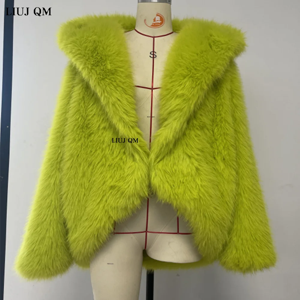 Hooded Female Coats 2024 Women Faux Fur Coat Fashion Warm Winter Furry Long Sleeve Loose Fluffy Short  Fur Jacket Ladies Outwear