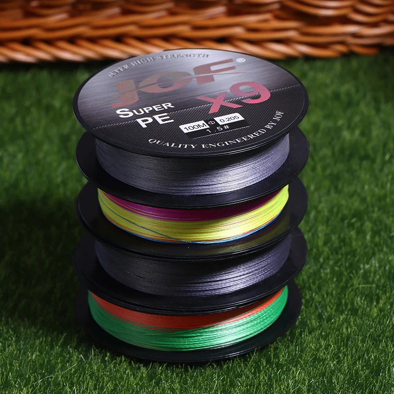 PE Braided Fishing Line, 9 Braids, Wear-Resistant For Freshwater And Saltwater Available In Rainbow And Gray Colors