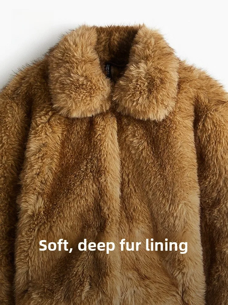 Prendas de abrigo cálidas para mujer, abrigo ort de piel sintética, corte holgado, para exteriores, invierno, Jaet HM 228430, fibra de poliéster, informal