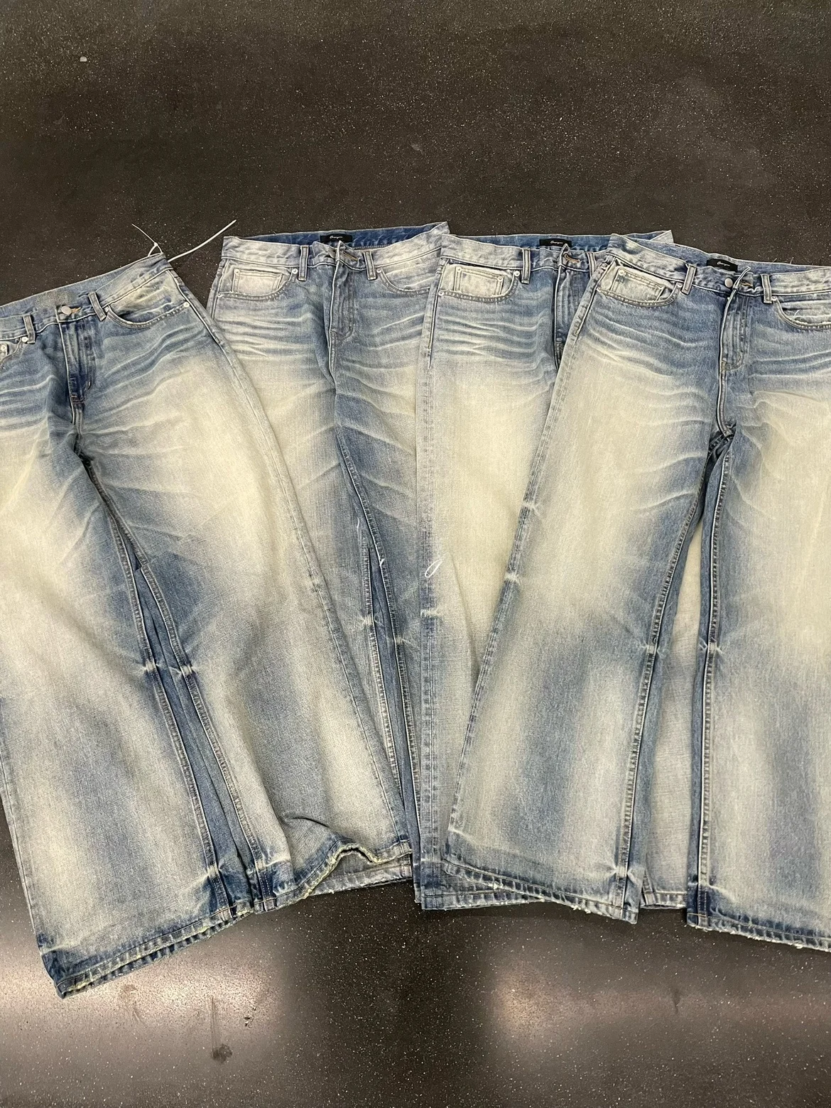 

Loose A-Line Straight Leg Jeans Cream Blue 3D American High Street Retro Series 001 Youth Casual Autumn Denim Pants