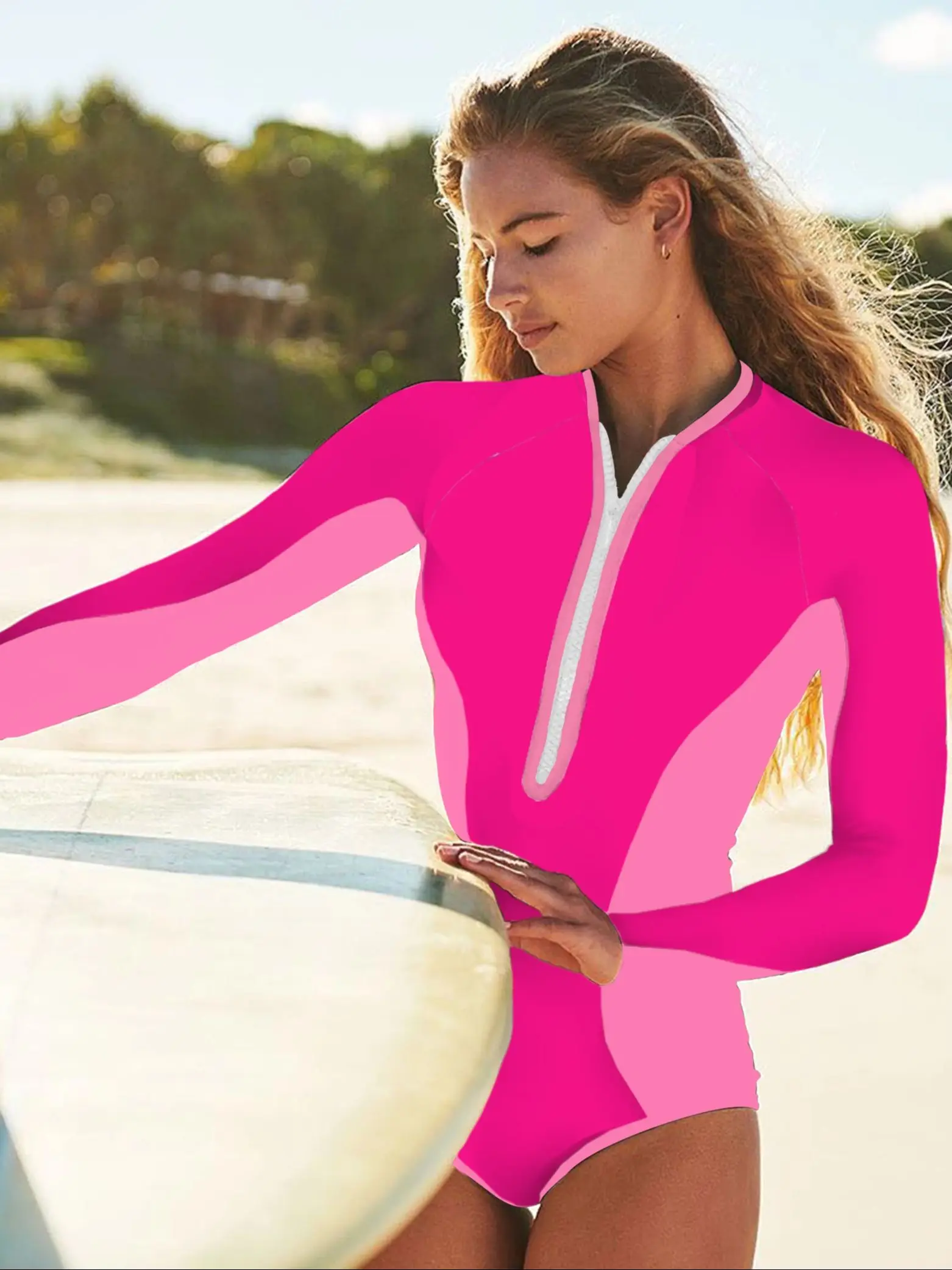 Sexy New In Long Sleeve Swimsuit For Women 2024 Zipper Surf Wear One Piece Female Monokini Sports Style Bathing Suit Beachwear