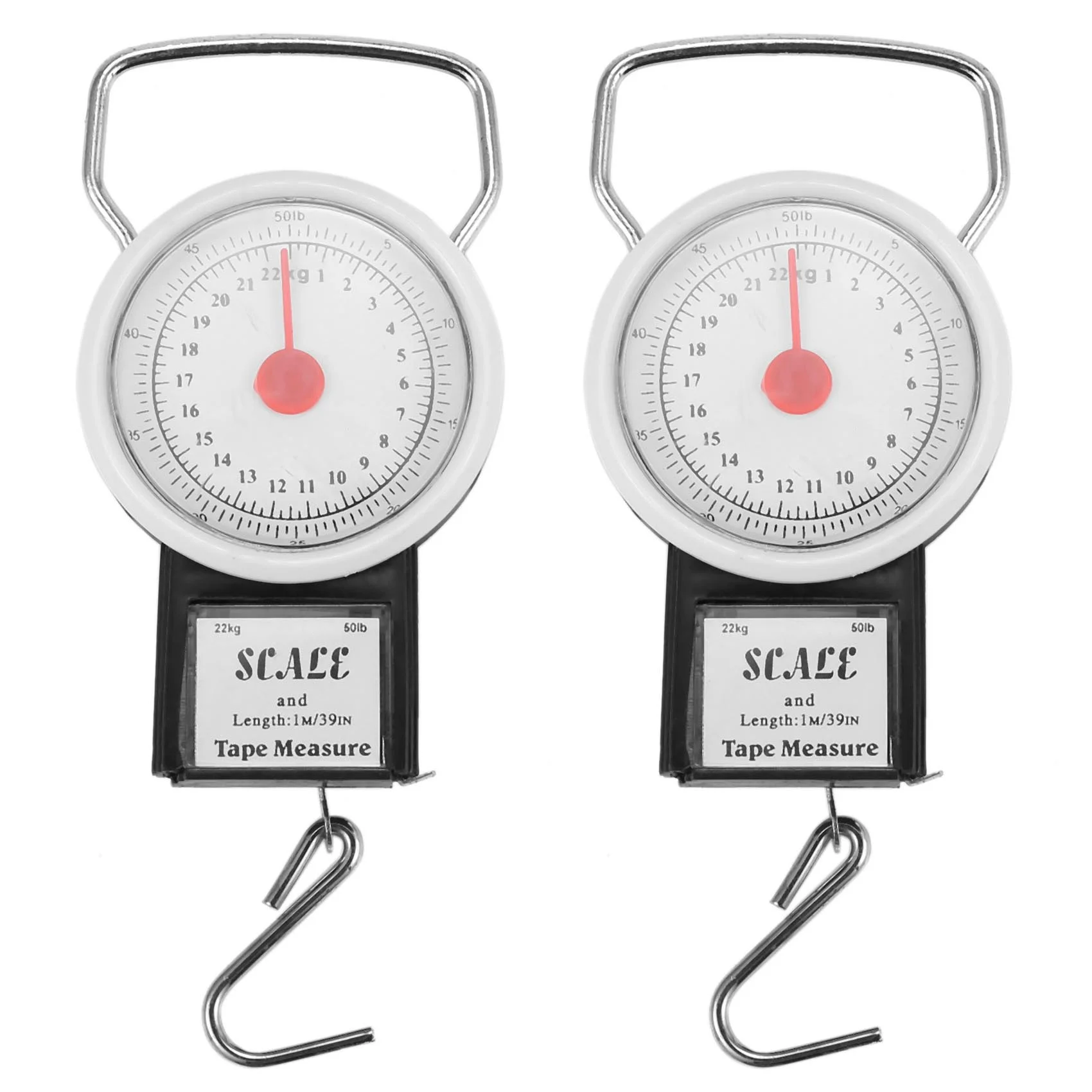 

NEW-2X Portable Luggage Travel Scale Hanging Suitcase Hook 22Kg 50Lb Measuring Tape