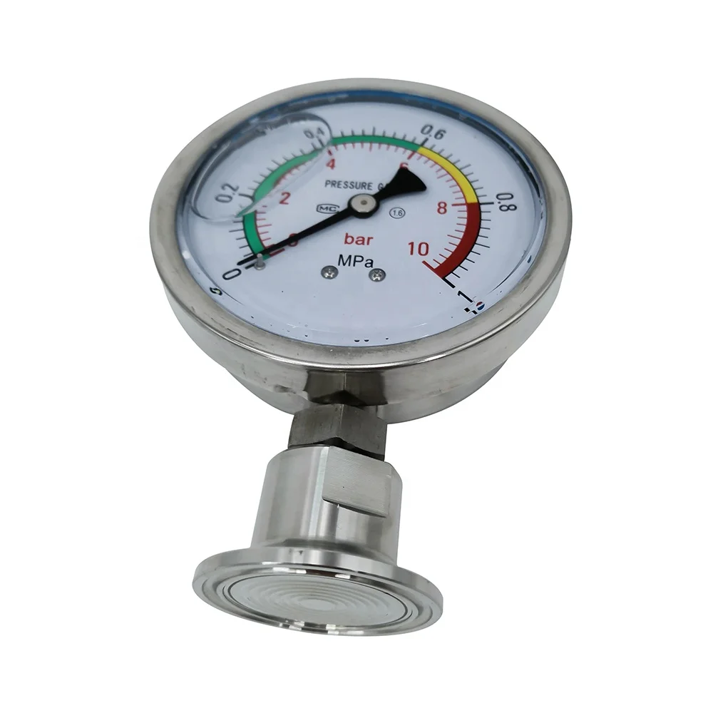 

Stainless Steel Sanitary SS316L Manometer Liquid Filled Pressure Gauge with Weld Connection Brass Model Food Grade BSPT Standard