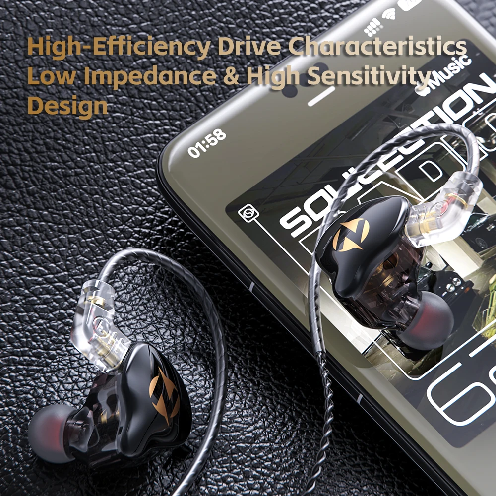 The QKZ AK9 Pro wired earphones are dynamic in-ear monitor earphones with a detachable 2-pin cable and HiFi stereo bass. view 6