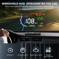 Proyector LED para parabrisas de coche, velocímetro, medidor de temperatura del agua, RPM, alarma de voltaje de velocidad, A8, 5,5 pulgadas, OBD2, EOBD, HUD