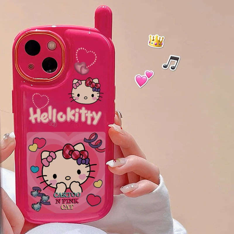 Etui na telefon Sanrio Hello Kitty Kawaii do iPhone 15 14 13 12 11 Pro Max 7 8 Plus XR XS MAX Shy Y2K Lovely Cute Girl Soft Cover