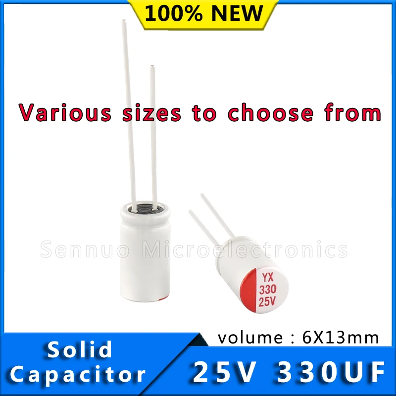 10pcs Capacitors 330 uf 25v Solid Electrolytic Capacitors 25v 330uf Solid State Capacitors 6x13 Aluminum Electrolytic Capacitors