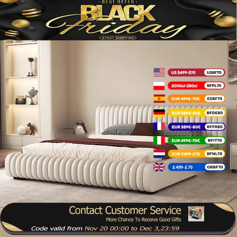 

Beige Wood Modern Double Bed Headboard Princess Storage Bedroom Double Bed Frames Full Size Lit 2 Personnes Home Furniture