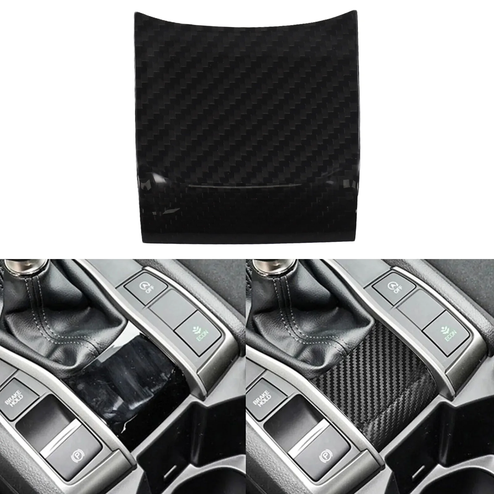 Dry Carbon Fiber Manual Gear Shift Base Cover For For Honda Civic 10th Gen 2016-2021 Console Trim Panel Interior Car Styling Acc