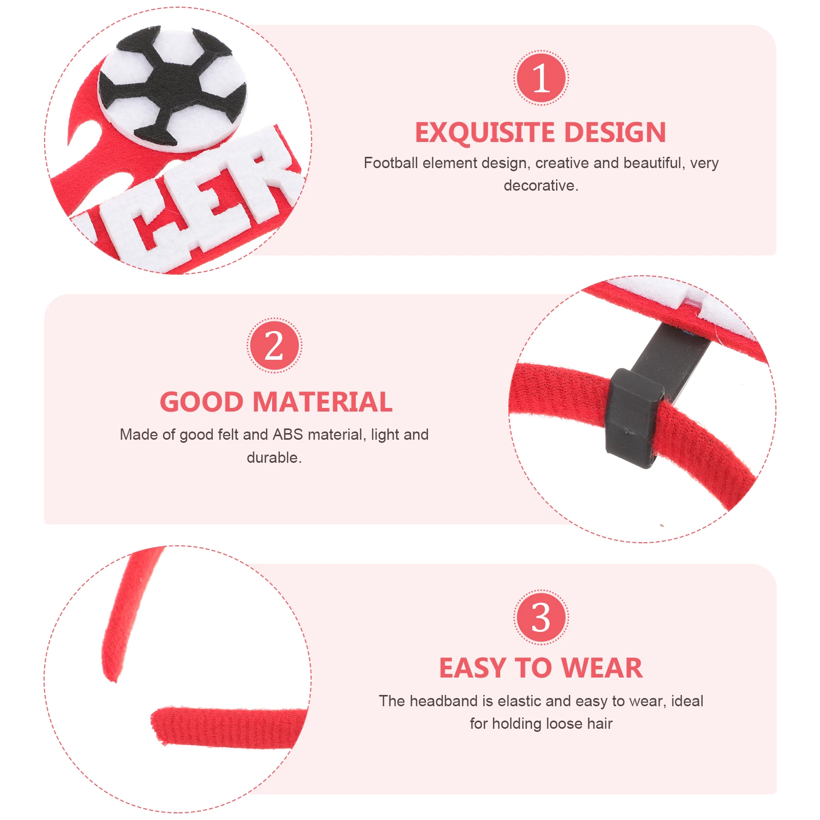 

4pcs Football Fan Hair Accessories Lightweight Comfortable Party Decorative Hoops Soccer Themed Hairb s Stylish Photo Props