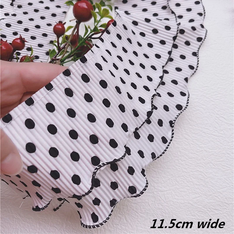 College Style White Black Spots Double Layer Ruffled Chiffon Lace Fabric DIY Clothes Skirt Dress Cat Dog Bib Sewing Accessories