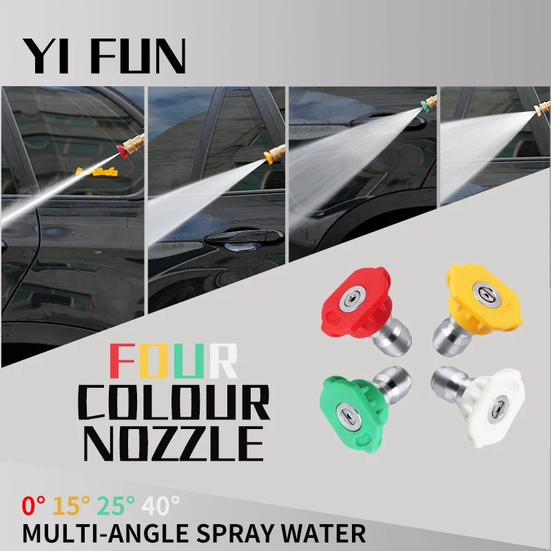 Mix Color Spray Nozzle For High Pressure Washer Quick Connector 1/4" Car Washing Metal Jet Lance Nozzle For Wash Water Gun