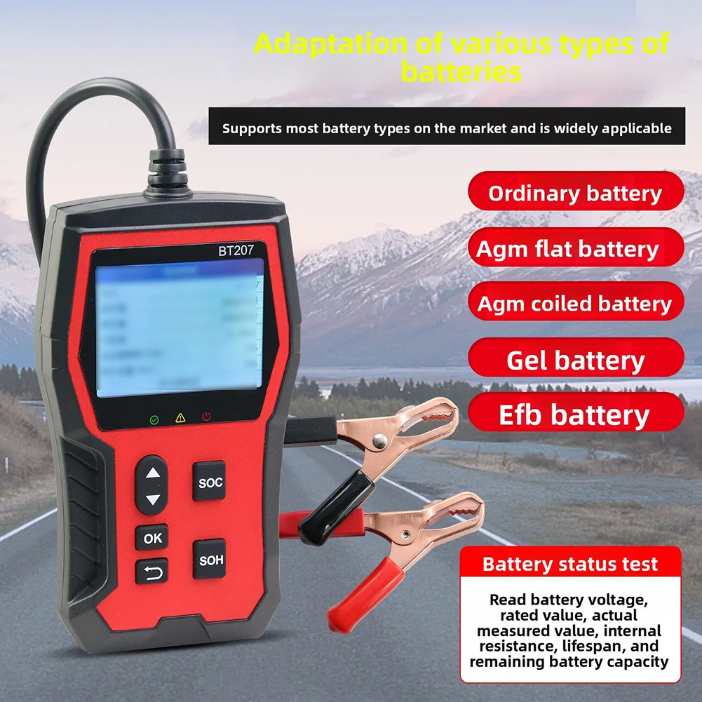 Car Battery Diagnostic Tester BT207 for 12V 24V Acid Batteries with Internal Resistance Voltage Capacity Testing