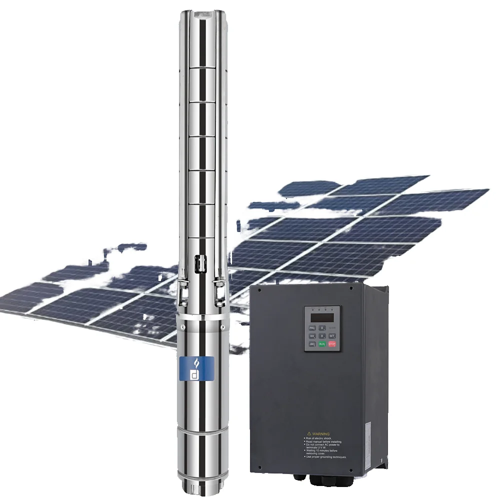 مضخة تيار مستمر كهربائية عالية الجهد متعددة المراحل للري الزراعة الصلب 0.5HP مضخة الآبار العميقة الغاطسة بالطاقة الشمسية م #2