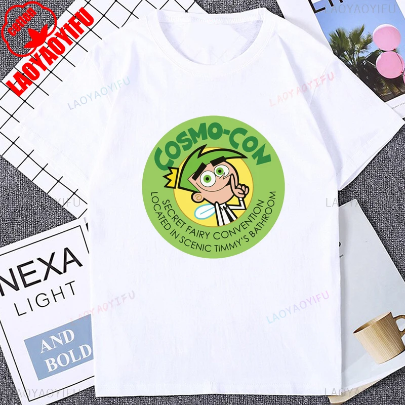 الفكاهة Kawaii الكرتون The Fairly Oddparents تيمي واندا كوزمو الجرافيك تي شيرت موضة القطن تي شيرت عادية Y2k للجنسين تي شيرت #3