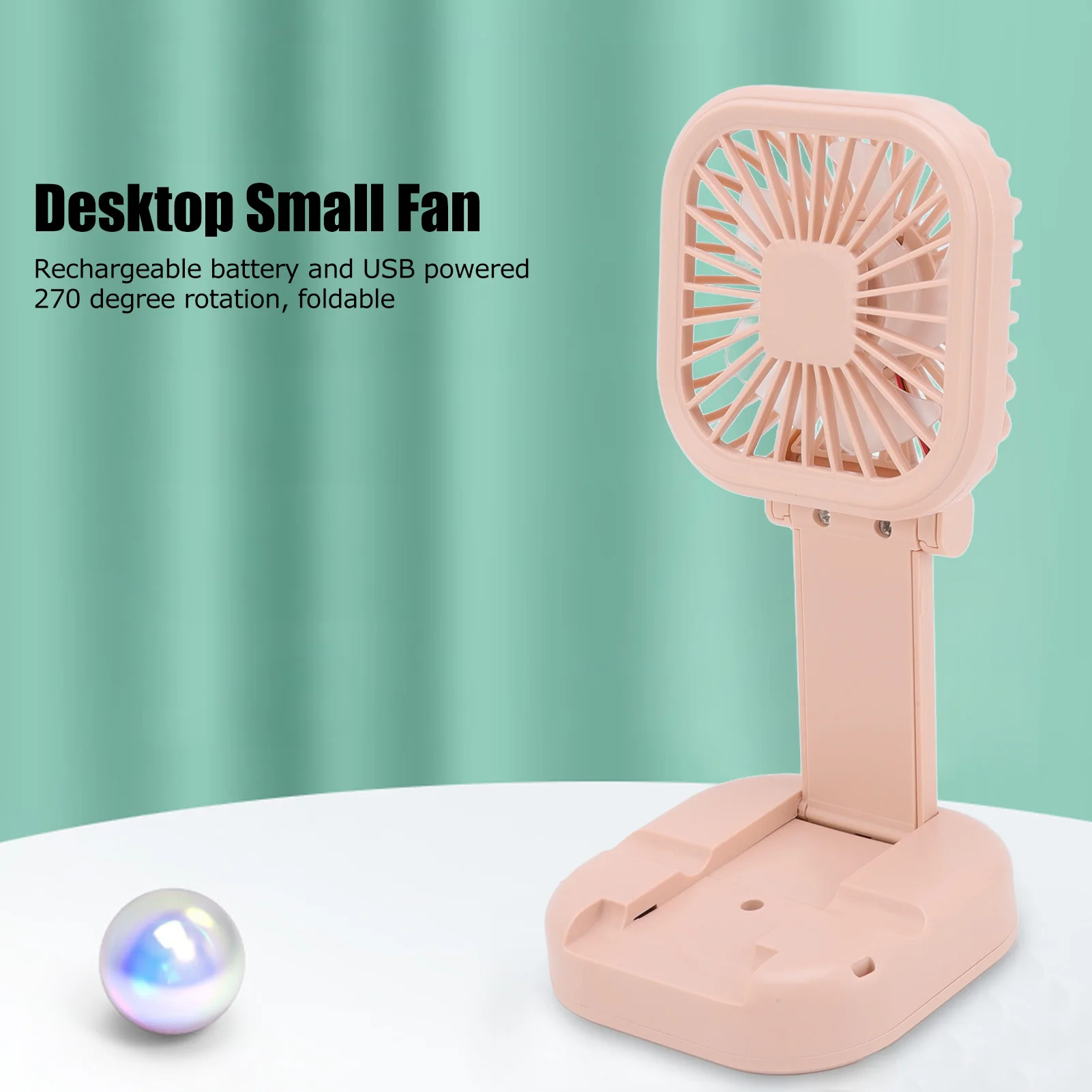 Portable Folding Fan 3 Level Wind Speed USB Powered Rechargeable Rotatable Handheld Desktop Small Fan