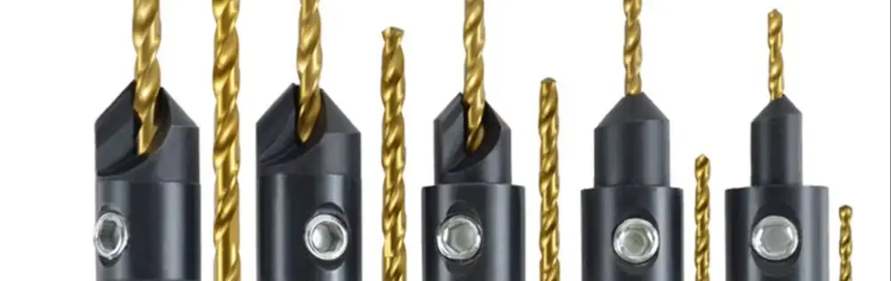 

12-Piece Titanium-Coated Drill Bit Set For Drilling, Countersinking, And Chamfering #4, #5, #6, #8, #10, And #12 Screws