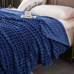 Blue Milk Velvet Blanket All Season Warm Air Conditioning Blankets Soft Fleece Comfortable Throw Blanket for Office Sofa Camping
