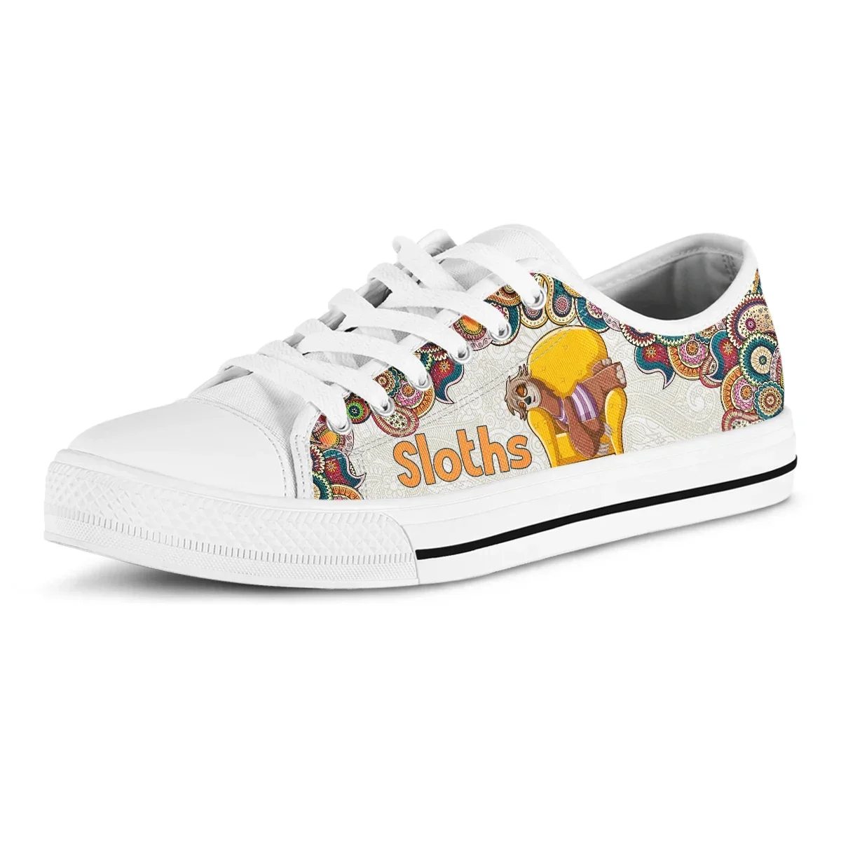 Nuove scarpe vulcanizzate basse da donna con stampa bradipo Mandala bohémien scarpe da passeggio piatte stringate Casual con punta tonda