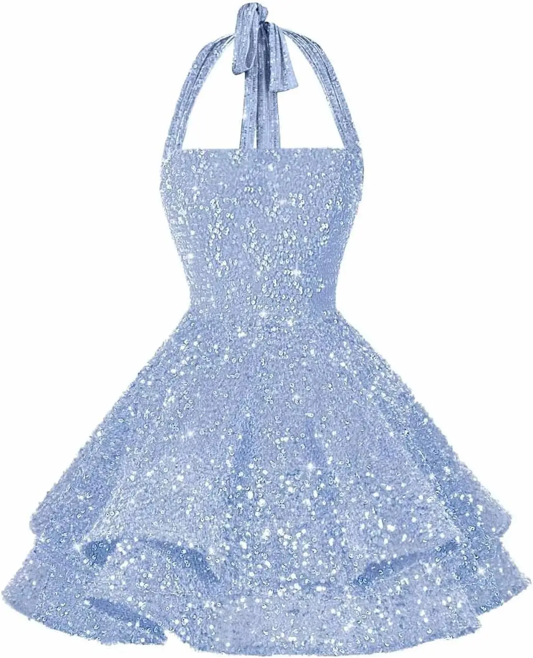 Abiti corti da ritorno a casa con scollo all'americana per adolescenti 2025 Abito da cocktail da ballo dolce 16 con paillettes scintillanti sopra il ginocchio, mini