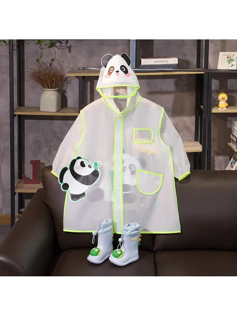 

Милый мультяшный детский прозрачный дождевик с пандой, дождевик из ЭВА для малышей, дождевик для детского сада, летний сезонный вариант