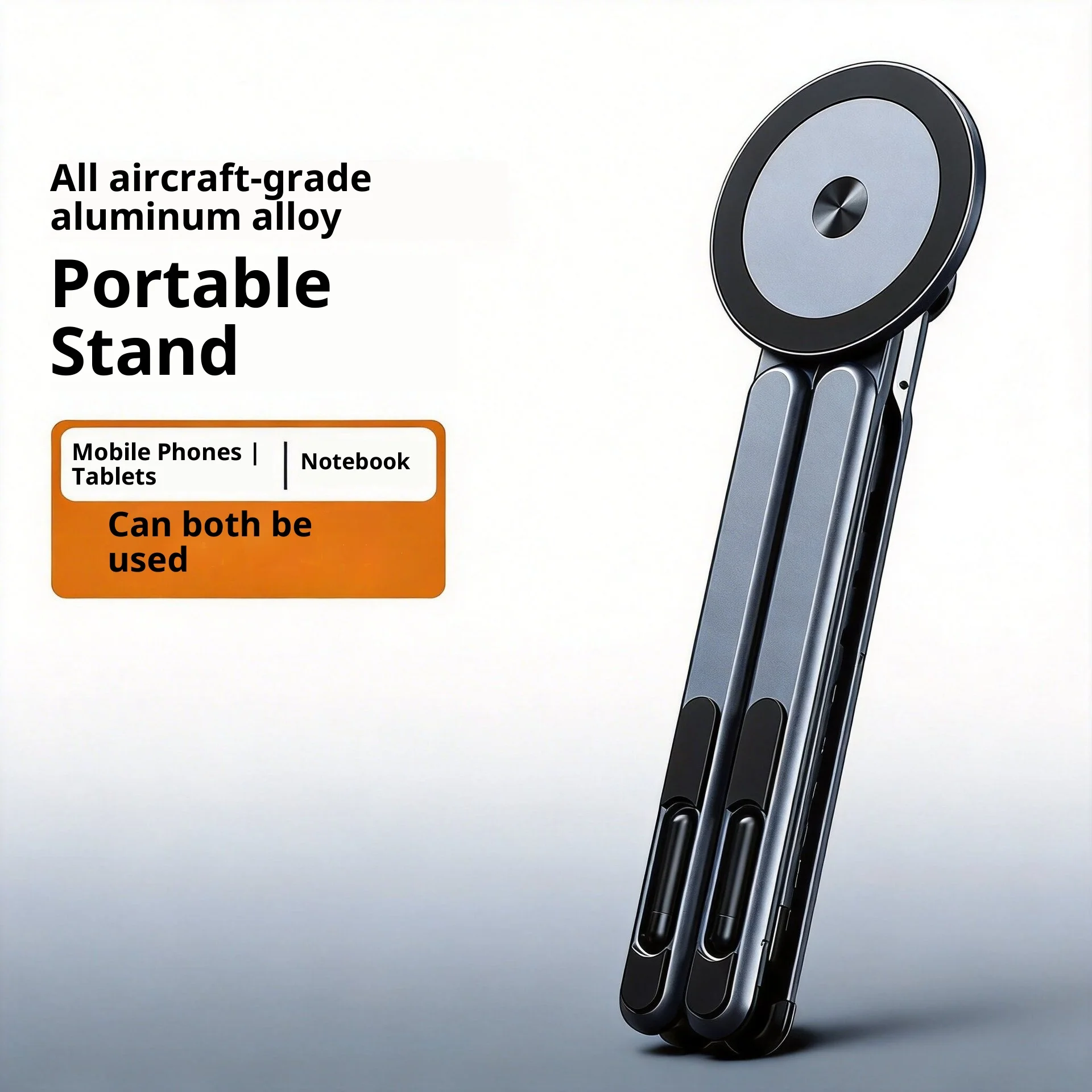Portable Magnetic Phone Holder & Selfie Stick 3-in-1 Foldable Tripod Stand for iPhone iPad Tablet Laptop Desktop Use
