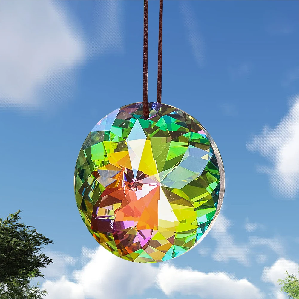 45mm Mandala Rainbow Crystal Suncatcher for Window Hanging Chandelier Parts Flower Life Glass Faceted Prisms Pendant Decor Craft