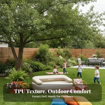 Inflatable Sofa Bed, Double Air Mattress, Outdoor Camping, Portable, Lazy Style, Dual Function, Removable Backrest