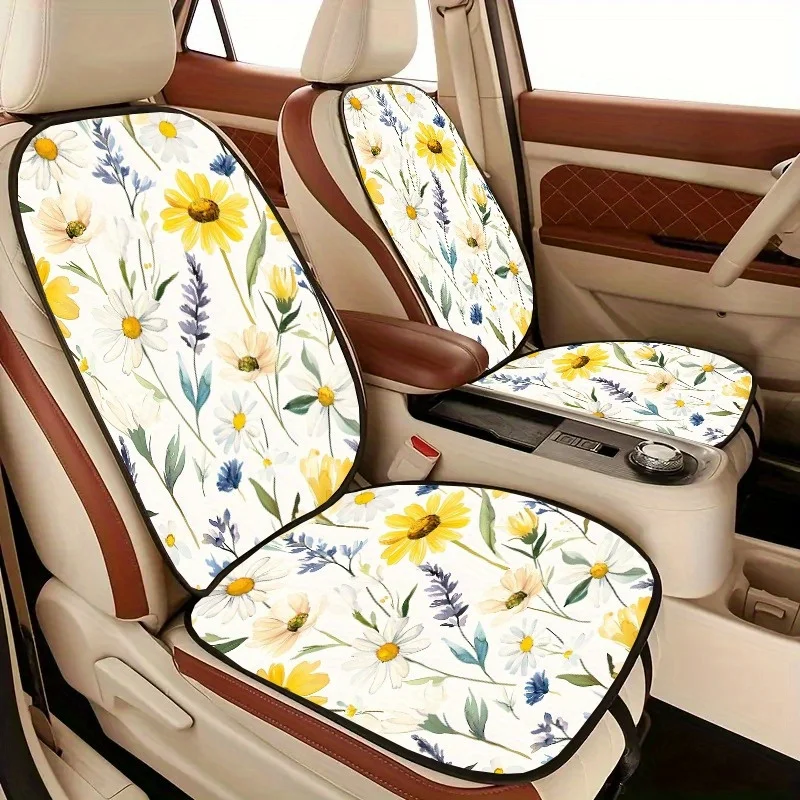 7pcs Floral Pattern Car Seat Cushion Keeps Your Car Interior Clean And Stylish, Durable And Fashionable Interior Protection, Add