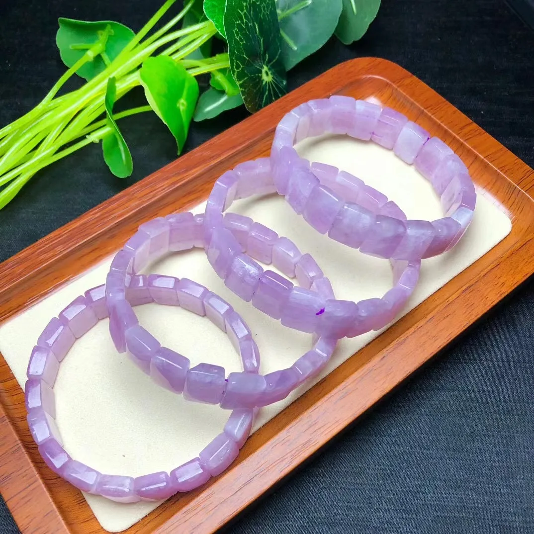 1 Pc Fengbaowu Natural Kunzite Bracelet Square Bead Bangle Crystal Healing Stone Fashion Jewelry Gift For Women 5