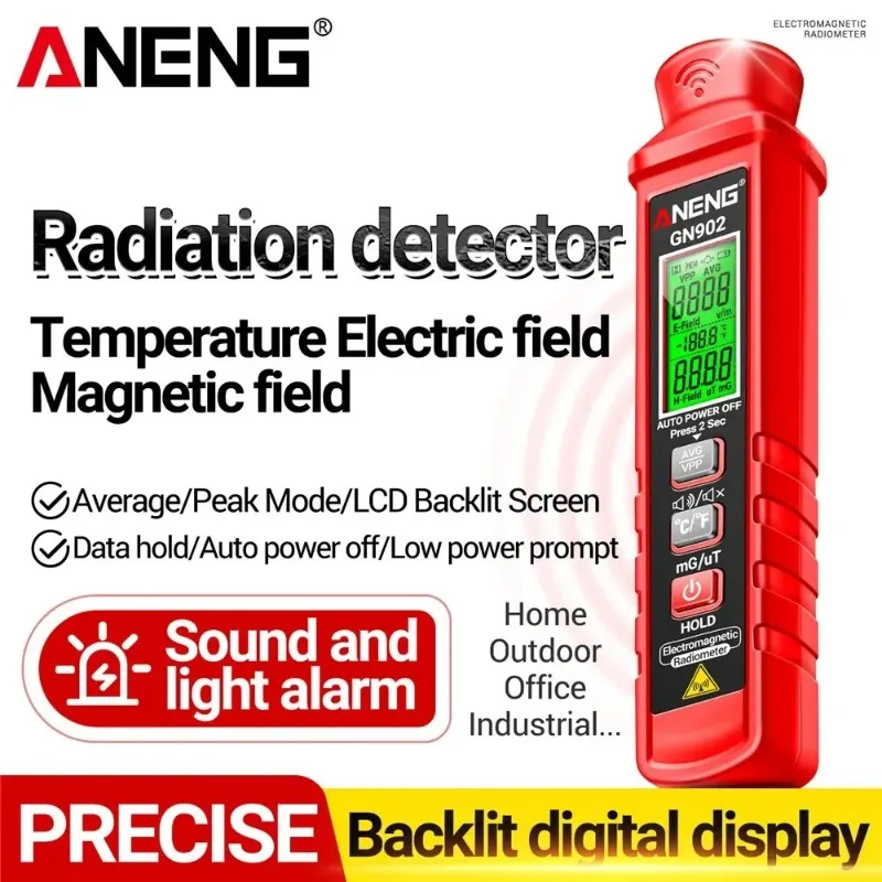 ANENG GN902 Electromagnetic Radiation Detector Portable LCD X Ray Testing Radioactivity Meter Temperature Tester Dosimeter Tools