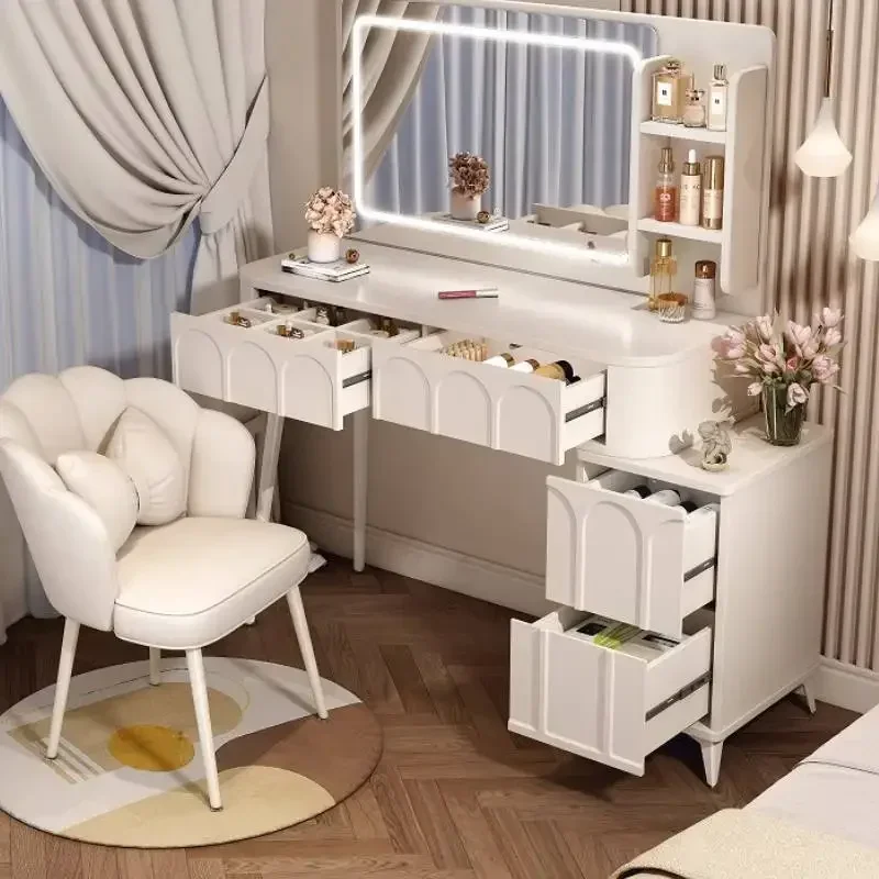 

Hidden Wooden Makeup Vanity Desk Huge Storage Mirror Europa Makeup Vanity Desk White Vintage Kaptafel Master Bedroom Furniture