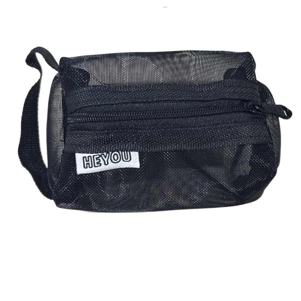 Transparent Mesh Storage Bag Nylon Zipper Pouch Small Coin Purse Card Bag Stationery Storage Bag Transparent Cosmetic Bag Girl