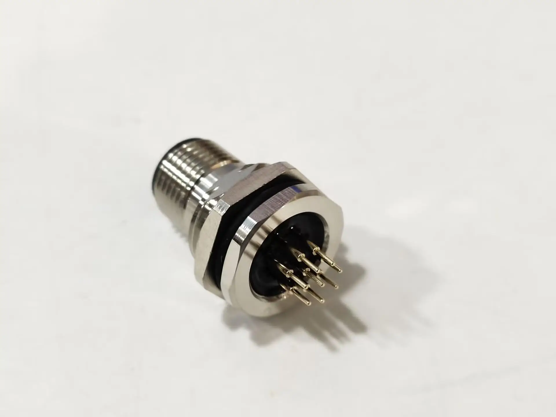 100Pcs M12 A Code 8Pin Male Straight Panel Mount Connector Waterproof PCB Receptacle Thread Lock Anti-Vibration Non-Shield