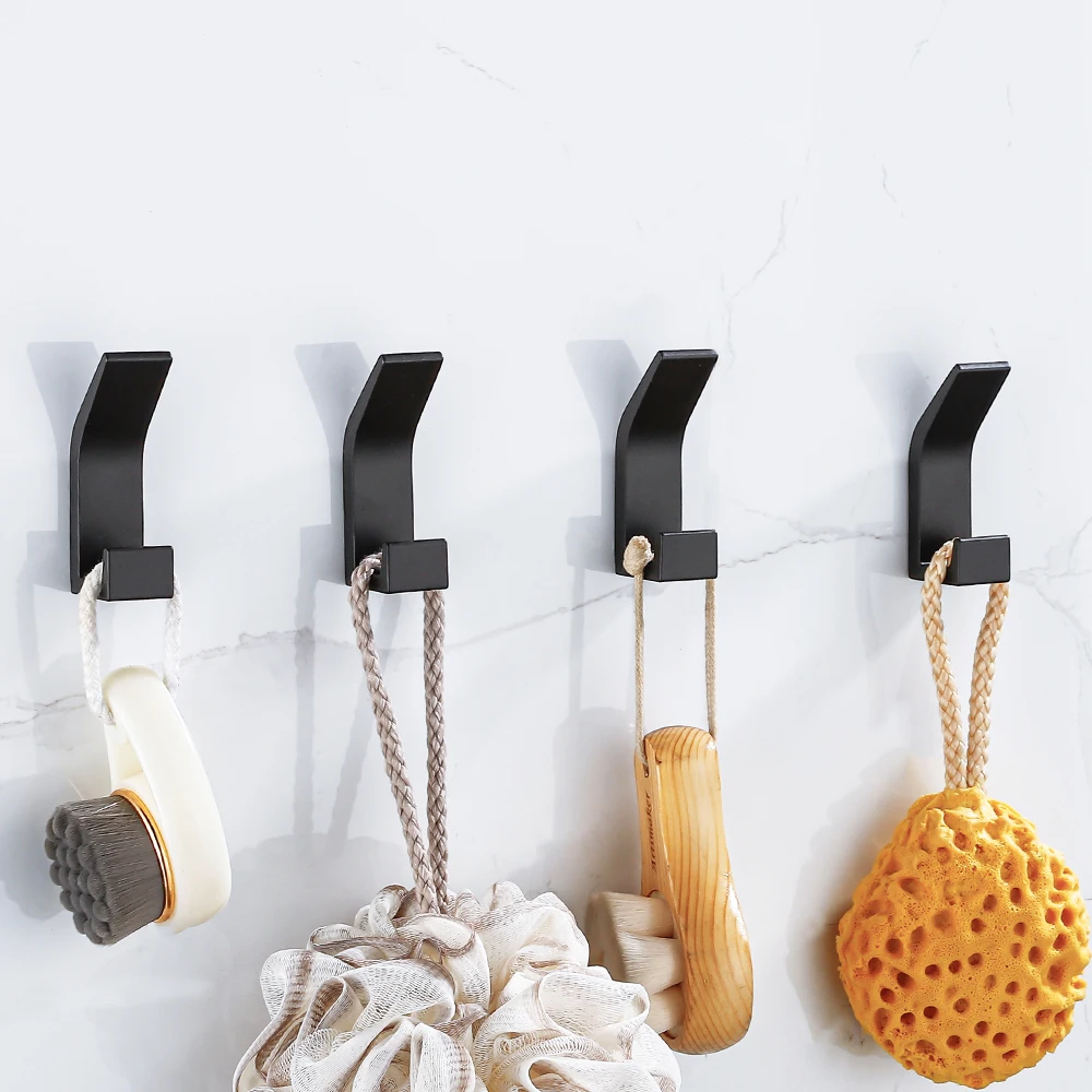 Black Adhesive Wall Hook Extra Strong Coat Rack For Clothes Bathroom Shower Hook Towel Holder Kitchen Door Hanger Organizer