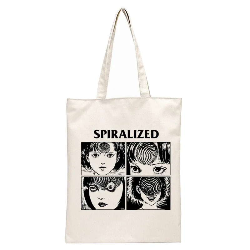 Japan Manga Junji Ito Tomie Shintaro Kago Graphic Hipster Cartoon Print Shopping Bags Girls Fashion Casual Pacakge Hand Bag