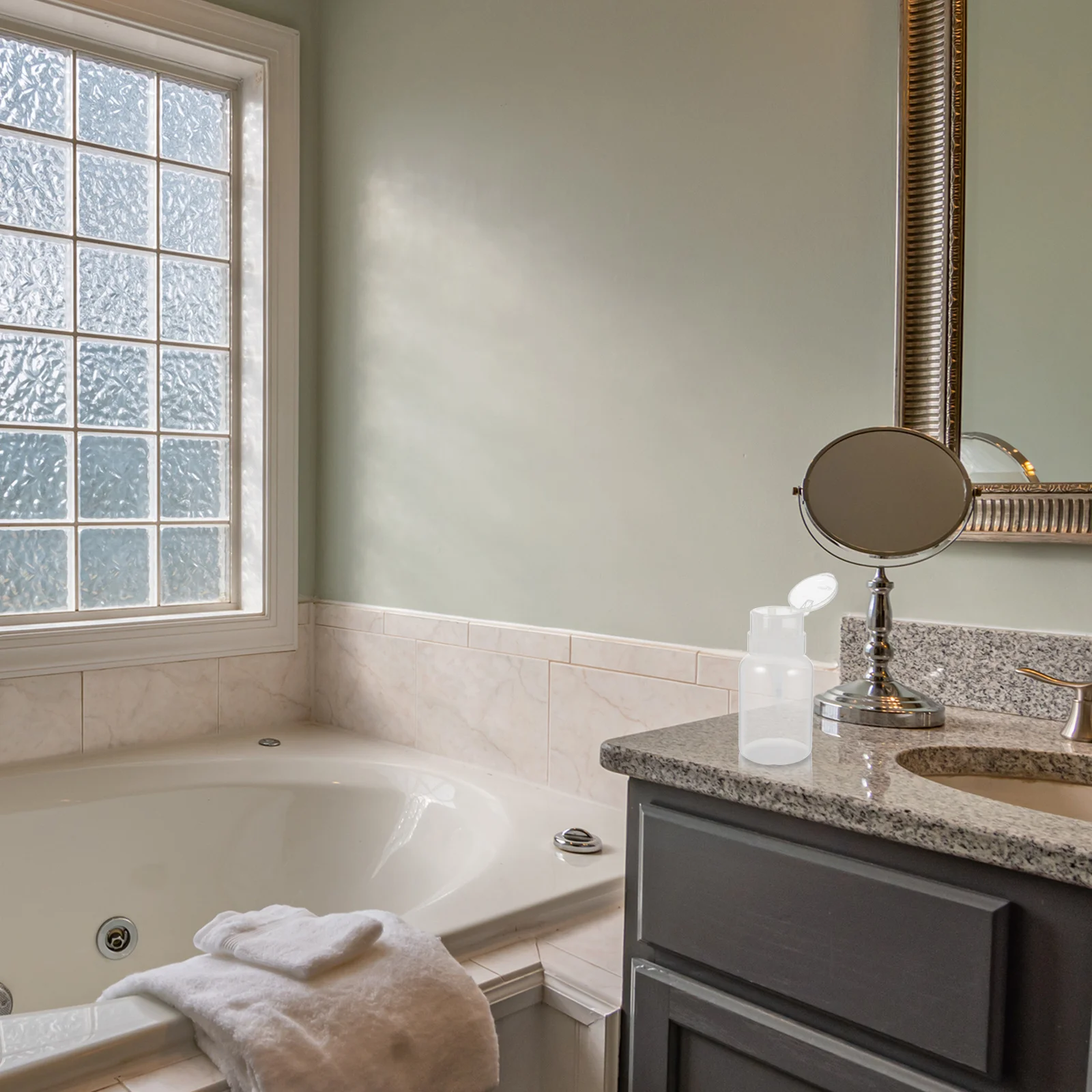 

4Pcs Refillable Press Pump Bottles 250Ml Empty Liquid Dispensers for Shower Bathroom Wash Basin Organization Bottles