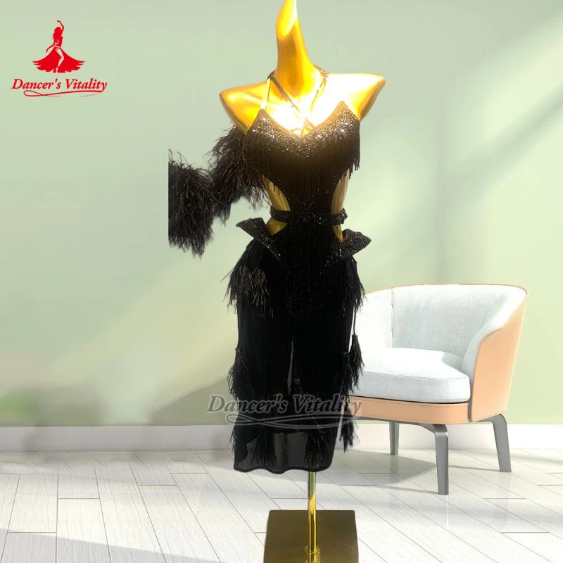 The New Style Sexy Chacha Samba Sleeveless Dress Adult Latin Dance Perform&Contest Costume Advanced Customized Dancer's Vitality