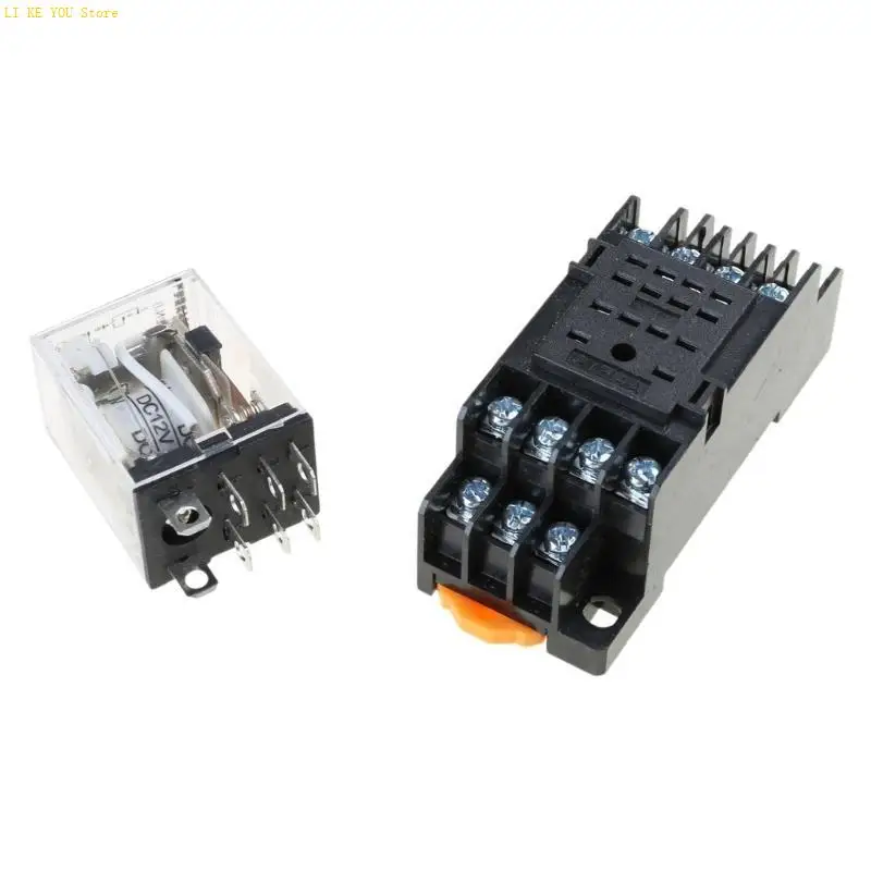 W3JE Intermediate Relays 12V 10Amp Small Electromagnetic Relays with 8 Pin Socketed Base