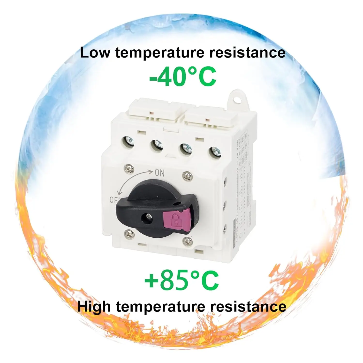 Premium 32A DC 1500V 4P Solar Isolator Switch, Lockable DIN Rail Mount Circuit Breaker for PV System, RV & Home Use