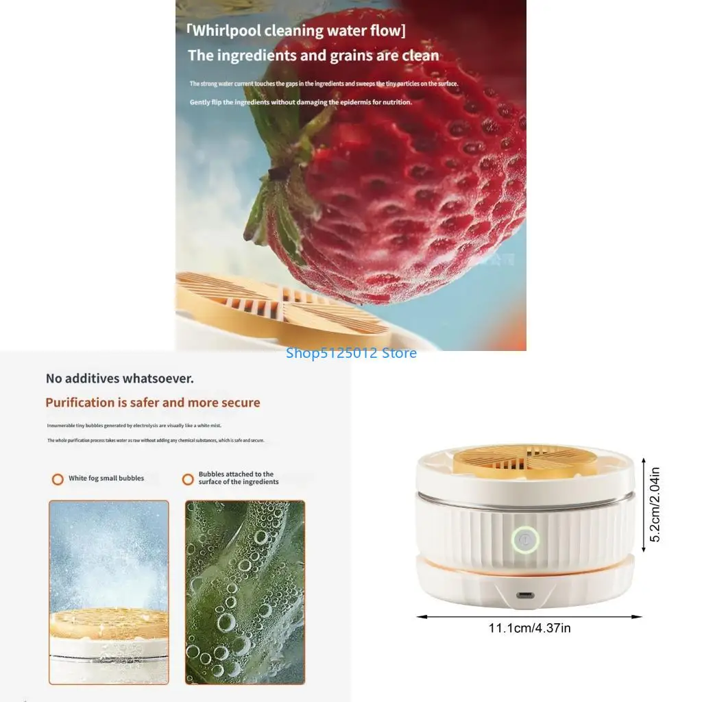 G8TC Household Fruit and Vegetable Cleaner Easy Operation Automatic Rotating Washing Machine for Home Use Easy to Use