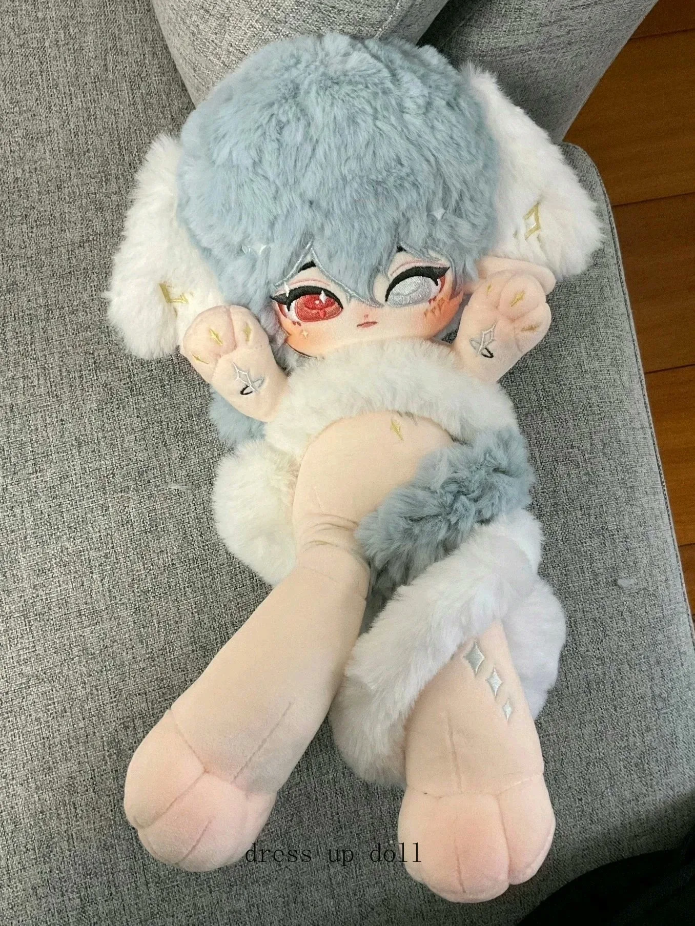 

30cm Cute No Attribute Blue Hair Monster Plush Doll Body Cartoon Dress Up Clothes Figures Plushies Cosplay Anime Toys Gift